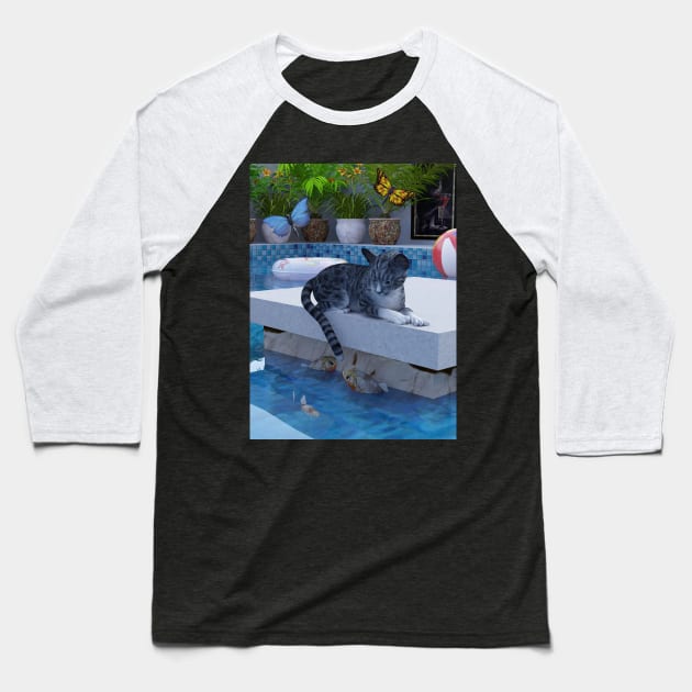 Baiting Fish Baseball T-Shirt by Viking Visual - Lori Svensen